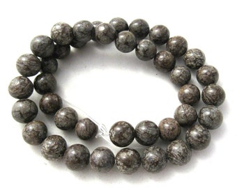 1 Strand Natural Brown Snowflake Jasper Round Beads 10mm (B151d1)