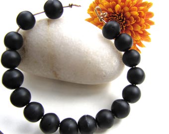 Black Mourning Bracelet, Black Glass Beads, Victorian Adjustable Bracelet, Victorian Black Beads, Black Bead Bracelet, Mourning