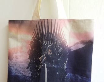 Game - of - thrones - lord eddard - stark - ned - house - of - stark - lord - of - winterfell - warden - lined - beach - bag - purse - tote