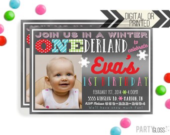Chalkboard Onederland Invitation | Digital or Printed | Wonderland Invitation | Onederland Invite | Chalkboard Theme | Girl Chalk Invite