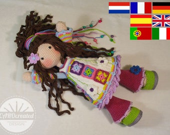 Crochet pattern for doll YUNA, pdf (Deutsch, English, Nederlands, Español, Italiano, Français, Português)
