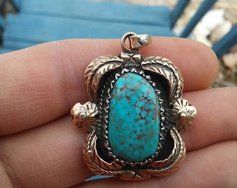 Vintage Turquoise and Sterling Pendant