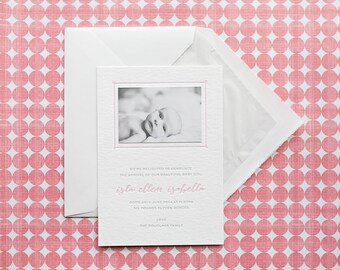 Personalised Calligraphy Letterpress Birth announcements, boy or girl