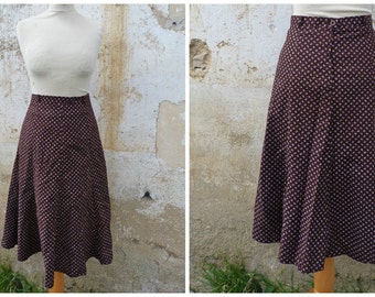 Vintage 1970/70s Tyrol Austria Trachten dirndl middle lenght flared floral printed cotton skirt /Folk /boho/ German size L