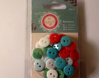 Assortment of 30 colorful buttons - Scrapbook - embellishment
