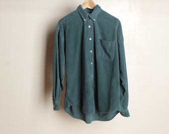 vintage CORDUROY oversize faded TEAL blue green long sleeve GRUNGE button down y2k vintage 90s shirt nirvana
