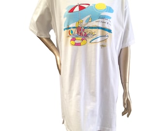 Instant Fun - Animated Sleepshirt or Beach Cover-Up w/ Side Slits & Matte Studs - 100% Cotton