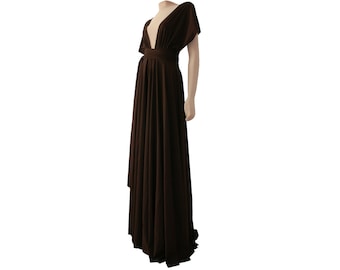 Infinity dress Brown bridesmaids convertible dress Plus size prom maxi dress XS-5XL