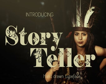 Font, Storyteller font, hand drawn typeface, hand sketched font, Commercial Download, TTF, OTF