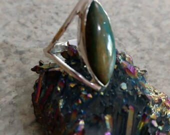 Genuine Peruvian Blue Opal Ring, Size 10 1/2
