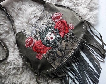 Reclaimed Suede Fringed Medusa Bag