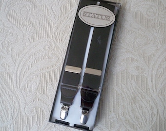 Vintage Accessory Suspenders Brown Men's NOS Suspenders Chrome Clips