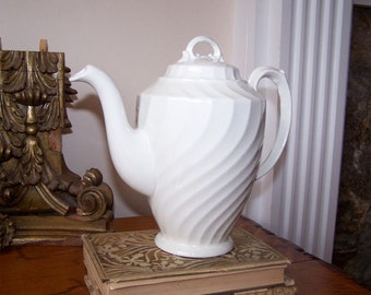 English Ironstone, White Teapot, Burgess and Leigh, Burslem England, Burleigh Ware, White Teapot, Vintage