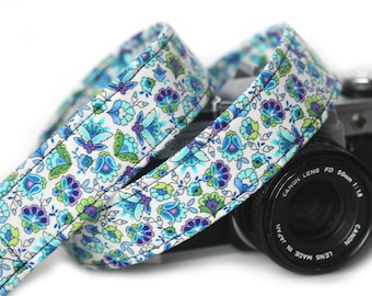 Floral Camera Strap, Camera Strap, Blue Bells