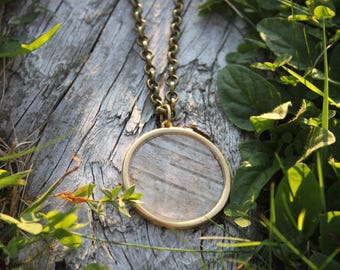 White Birch Necklace in Antiqued Gold Pendant