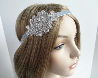 Great Gatsby Style Beaded Headband Wedding Headband 1920s Headband Bridesmaid Headband Fascinator Silver