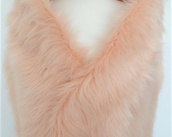 pink fur stole, champagne shawl, blush fake fur, wrap, shrug, collar