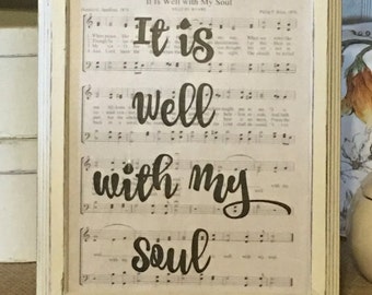 Primitive Decor,Farmhouse Decor,It Is Well With My Soul, Scripture Print Wall Art, Bible Verse Print, Christian Wall Art