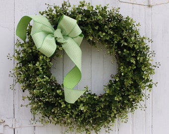 Spring Wreath, Summer Wreath, Front Door Wreath, Boxwood Wreath, Farmhouse Decor, Green Wreath, Outdoor Wreath, Greenery Wreath, Wreaths