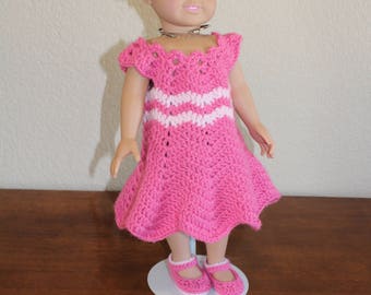 AG pink dress, shoes, hat, undies, AG doll clothes, 18" doll clothes, 18” doll dress, 18" doll dress, 18 inch doll dress, AG shoes, doll hat