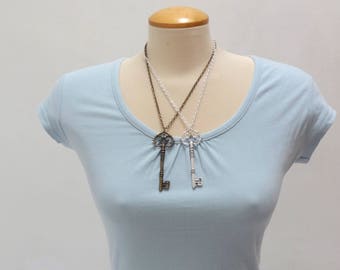 Bronze or Silver Skeleton Key Necklace - Ready to Ship