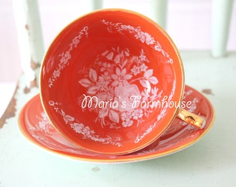Tea Set, Vintage English Fine Bone China Tea Cup and Saucer by Aynsley, Tea Party, Replacement China, Wedding Gift Inspiration c. 1950s