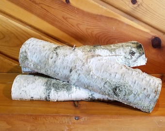 White Birch Half Logs, 12 Inch Wood Logs, Fireplace Decor, Home Decor, Holiday Decor. Winter Decor, Christmas Decor, Real Logs, Natural Logs