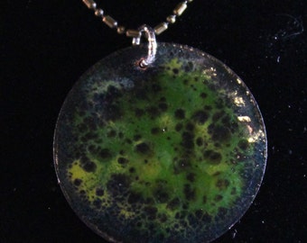 Blue Green Enameled Pendant (022017-010)
