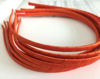 10pieces orange satin metal hair headband covered 5mm wide