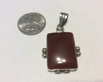 Vintage sterling silver carnelian pendant badn