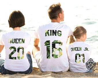 King Queen Prince Princess 01 Father Mother Daughter Son Matching shirts , King and Queen shirts, 100% cotton Tee, CUSTOM NUMBERS