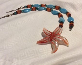Lampwork Starfish Beaded Ceiling Fan Light Pulls, Decorative Ceiling Fan Light Pulls, Home Decor, Beach Fan Light Pulls, Lighting Accessory