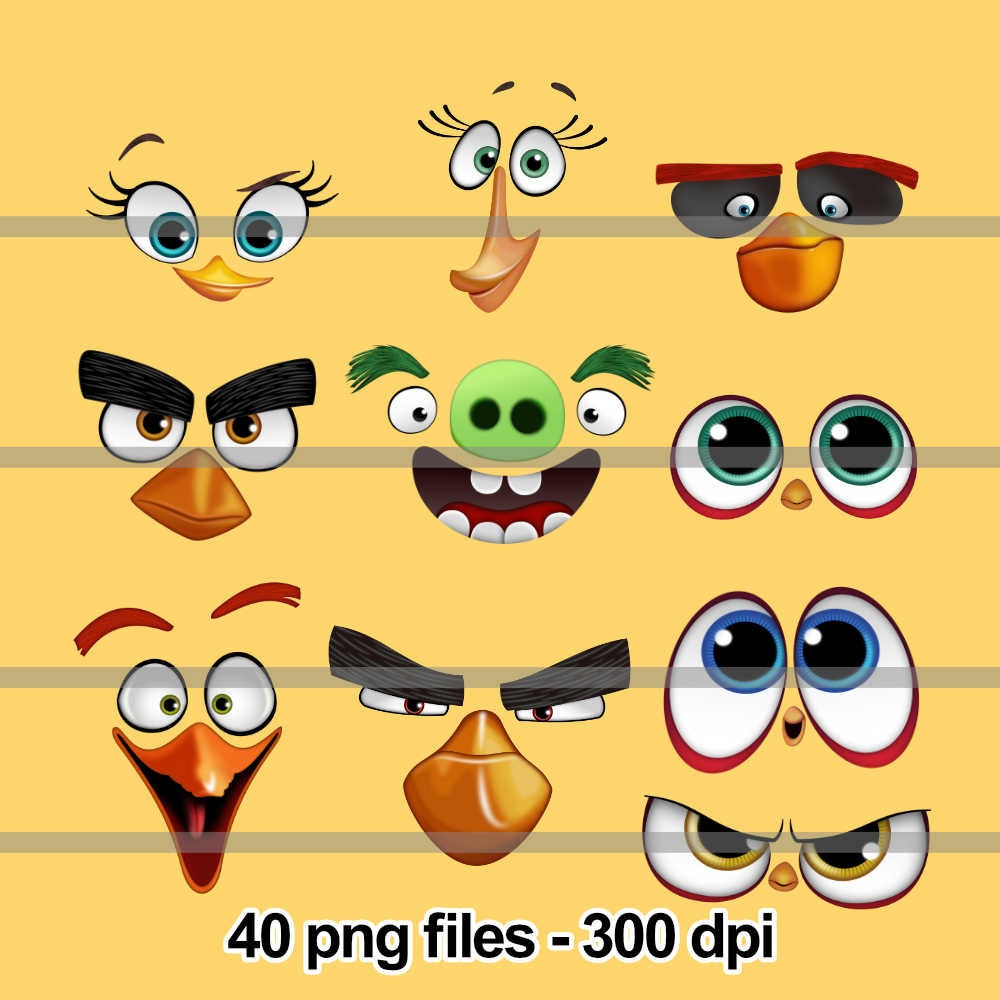Angry Birds Faces Clipart 3D and Flat Design 40 png
