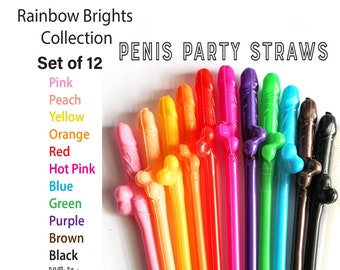 Penis straws, Bachelorette Party Straws, Bachelorette Party Favors, Bachelorette Party, Penis Favors , Straws, Rainbow, Party Supplies