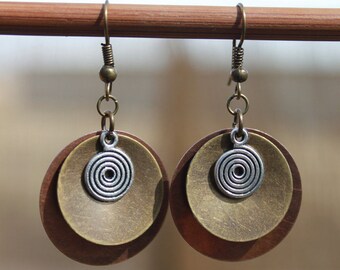 Copper Earrings Brass Earrings Boho Jewelry Dangle Mixed Metal Earrings Boho Earrings Bohemian Earrings Christmas Gift For Her Gift women