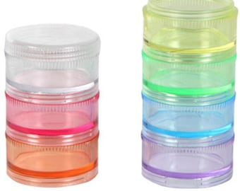 7 Section Multi-Colored Stackable Screw Top Bead Container Set (1)