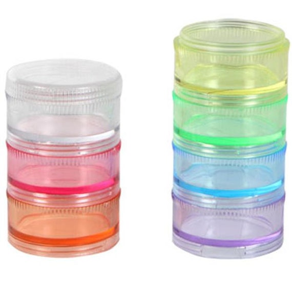 7 Section MultiColored Stackable Screw Top Bead Container Set