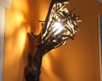 Lamp sconce forest style Buli Wood handicraft