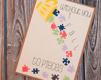 Love Card, For Him, For Her, Puzzle Pieces Card, Just Because Card, Handmade, Handmade Card, Unique Card, Greeting Card, Unique Gift, Unique