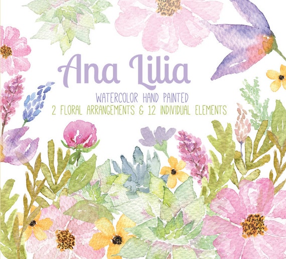 Watercolor Floral clipart PNG wedding bouquet arrangement