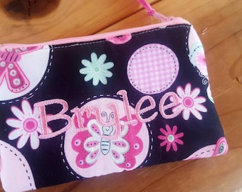 Butterfly Coin Purse, Girls Zipper Wallet, Girl's Change Purse, Butterfly Pouch, Earbud Pouch