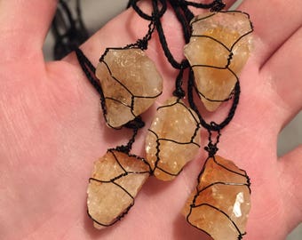 Raw Citrine Crystal Necklace