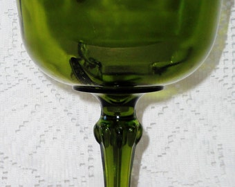 Vintage Avocado Green Indiana Glass Teardrop Pattern Pedestal Compote or Vase, Vintage Indiana Glass Teardrop Compote or Vase, Indiana Glass
