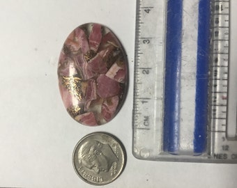 Oval Rhodochrosite Organite Resin Cabochon