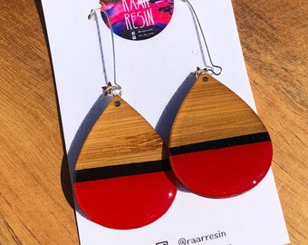 Resin Bamboo Teardrop Earrings. Unique.