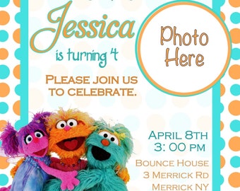 Abby Cadabby, Rozita & Zoe Sesame Street Birthday Invitation