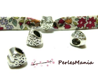 40 beads spacer large hole 5 mm silver heart Love H7871 old, DIY