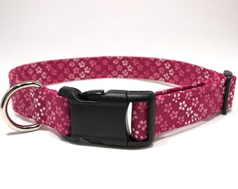 Dog Collar / Pink Flower Fabric Dog Collar / Fabric Dog Collar / Pink Dog Collar / Girl Dog Collar / Female Dog Collar/ Pet