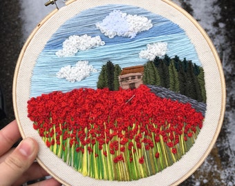 Floral embroidery hoop, wall art