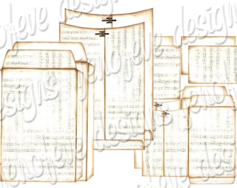 6x9 Printable Envelope Album Music Notes & Plain Templates
